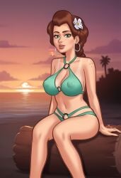 1girls 2025 2d_(artwork) ai_generated beach beach_background becca_(summertime_saga) big_breasts bikini bikini_bottom bikini_top bra breasts civitai daeisi digital_drawing_(artwork) erect_nipples erect_nipples_under_clothes female female_only freckles freckles_on_breasts freckles_on_chest freckles_on_face freckles_on_shoulders green_eyes light-skinned_female light_skin medium_breasts nipples nipples_visible_through_clothing panties red_hair showing_off sitting smile smiling summertime_saga tanline tanlines teenage_girl teenager