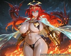 1girls ai_generated anime blue_eyes breasts fit high_school_dxd nsfw red_hair rias_gremory yu-gi-oh!