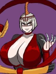 1girls 2d 2d_(artwork) 2d_artwork alternate_body_type alternate_breast_size alternate_color big_breasts blood bones breasts breasts_bigger_than_head digital_drawing_(artwork) digital_media_(artwork) eliza_(skullgirls) enormous_breasts female female_focus female_only inner_sideboob light_skin light_skinned_female momiji_(artist) red_clothing short_hair short_hair_female skullgirls solo solo_female solo_focus white_hair white_hair_female