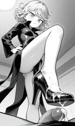 ai_generated cum_on_shoe footjob manga_style one-punch_man penis pov shoejob tatsumaki