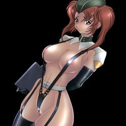 almost_naked areola areola_slip areolae belt between_labia breasts embarrassed exposed_breasts garrison_cap garter_belt grey_eyes gundam gundam_seed gundam_seed_destiny hat labia labia_majora lingerie meyrin_hawke military military_uniform nipples red_hair revealing_clothes skindentation sling_bikini stockings suspenders swimsuit tagme thighhighs tied_hair twintails uncensored underwear uniform wancozow