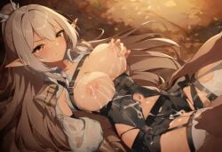 ((glaring)), belly, breast, breasts breasts, eversoul glancing lactation, molestation, multiple_boys, nipple, out, ripping, sex, skin, squeezed torn_clothes, torn_pantyhose, torn_shirt, torn_skirt, torn_thighhighs, wet