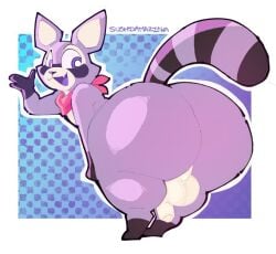 ass_bigger_than_head bubble_butt happy highres huge_ass indigo_park penis_out presenting_ass raccoon rambley_(indigo_park) submissive submissive_male sushiamazing thick_thighs thighs twitter_username waving_hand