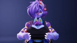 2girls 3d 3d_(artwork) between_breasts big_breasts clothed_female female female_only furry furry_only geckonori luxray pokemon pokemon_(species) shinx
