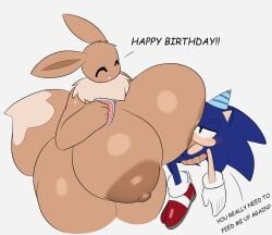 1boy 1girls ^o^ adorable ass big_ass big_breasts bigger_female blue_body breastfeeding breasts breasts_bigger_than_head brown_fur brown_skin closed_eyes completely_naked completely_naked_female completely_nude completely_nude_female crossover cute cute_face dialogue drink drinking eevee eeveelution female female_focus furry hedgehog hedgehog_humanoid huge_ass huge_breasts hyper_breasts male naked naked_female nintendo nude nude_female open_mouth pokémon_(species) pokemon pokemon_(species) sega smaller_male sonic_(series) sonic_the_hedgehog sonic_the_hedgehog_(series) talking_to_another talking_to_partner tha_randomu white_background