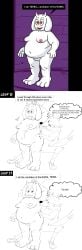 barbequechicken bbw blank_expression female furry licking_body male nude_female shoes shoes_only sketch small_breasts smile thought_bubble toriel undertale wolf