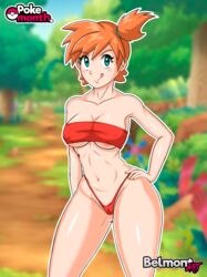 1girls absurdres belmont bikini breasts creatures_(company) female female_only game_freak highres kasumi_(pokemon) legs misty_(pokemon) nintendo pokemon pokemon_rgby red_hair solo swimsuit teenage thighs thong thong_bikini tomboy tongue tongue_out wide_hips