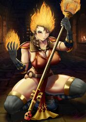 1girls big_breasts clothed clothing fire fire_hair nipples nipples_visible_through_clothing raftt_art red_eyes sienna_fuegonasus tomboy vermintide warhammer_(franchise) warhammer_fantasy