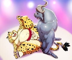 anal anal_sex anthro balls benjamin_clawhauser bovid bovine cheetah chief_bogo disney duo felid feline genitals humanoid_genitalia humanoid_penis male male/male male_only mammal overweight penetration penis seyrmo true_buffalo water_buffalo yaoi zootopia zootropolis