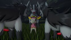 canine canine_penis deerling forest imminent_rape male mightyena night penis pokémon_(species) pokemon size_difference source_filmmaker worried