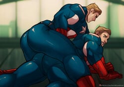 2boys alternate_version_available ass ass_focus avengers avengers:_endgame big_ass big_butt blue_eyes bubble_butt captain_america captain_america_(series) clothed_male daydreamerjim fat_ass gay human human_only light-skinned_male light_skin male male_only marvel marvel_cinematic_universe muscular nipples_visible_through_clothing pinup presenting_ass selfcest skin_tight skintight steve_rogers superhero tight_clothing yaoi