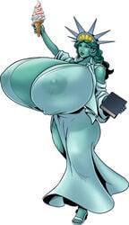 1girls 5_fingers 5_toes alternate_breast_size bible big_breasts breasts breasts_bigger_than_head clothed clothes clothing covered_nipples enormous_breasts erect_nipples female female_only full_body fully_clothed gigantic_breasts green_hair hips holding holding_ice_cream holding_object huge_breasts human human_only humanoid hyper_breasts ice_cream jacques00 large_breasts lips massive_breasts nipple_bulge nipple_outline nipples_visible_through_clothing personification robe solo solo_female standing statue statue_of_liberty stone straight_hair teal_skin thick thick_thighs thighs tiara top_heavy white_background wide_hips