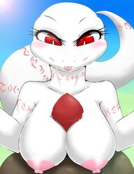 2018 absurd_res albino alternate_version_at_source anthro areola arm_markings big_breasts big_eyes big_tail biped blep blush breast_play breasts bust_portrait crusch_lulu day detailed_background digital_drawing_(artwork) digital_media_(artwork) duo erection eyelashes female front_view furry_only genitals hi_res huge_breasts light lizard lizardman_(overlord) long_tail looking_at_genitalia looking_at_penis looking_down markings milkteafox neck_markings nipples no_humans non-mammal_breasts nude outside overlord_(maruyama) paizuri penis penis_between_breasts pink_areola pink_markings pink_nipples pink_tongue portrait pupils red_eyes red_penis reptile reptile_penis scalie sex shaded slit_pupils smile soft_shading sun sunlight tail_markings thick_tail titfuck titjob tongue tongue_out tribal tribal_markings white_body white_pupils