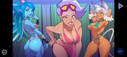 beach bikini dana_(superdimensional_sex_shop) eyewear_on_head kat_(superdimensional_sex_shop) nutaku player_(superdimensional_sex_shop) shelly_(superdimensional_sex_shop) superdimensional_sex_shop