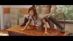 1boy 1girls 3d animated ass big_breasts bottomless classroom clothed_female_nude_male desk female fortnite froggy_style from_behind hetero male moaning on_desk pussy school_uniform sex sex_from_behind sleepzhour sound standing thighhighs tsuki_(fortnite) vaginal vaginal_penetration video