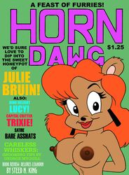 anthro bear brown_fur english_text eyelashes female furry julie_bruin long_hair nude orange_hair solo tiny_toon_adventures toonytease