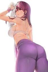 1girls big_ass big_breasts big_butt damda fate_(series) female gym_outfit purple_eyes purple_hair scathach_(fate) scathach_(fate)_(all)