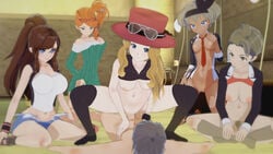 16:9 1boy 3d 5girls alexa_(pokemon) alternate_breast_size bare_shoulders bea_(pokemon) belly belly_button black_legwear black_shirt black_stocking blonde_hair blue_eyes breasts brown_hair cowgirl cowgirl_position dark-skinned_female dark_skin erect_nipples female_pubic_hair glasses glasses_on_head green_eyes happy hat hilda_(pokemon) human indoors insertion large_breasts legwear light-skinned light-skinned_female light-skinned_male light_skin looking_at_another looking_at_partner looking_pleasured medium_breasts nipples on_top open_eyes orange_hair partially_clothed penis penis_in_pussy pink_areola pokemon pokemon_bw pokemon_ss pokemon_xy ponytail pubic_hair pussy red_hat red_shirt red_tie serena_(pokemon) serena_(pokemon_games) sex shirt shirt_lift shorts sitting small_breasts smile sonia_(pokemon) stockings straight tie vagina vaginal_penetration video_game video_game_character video_games wariza white_shirt