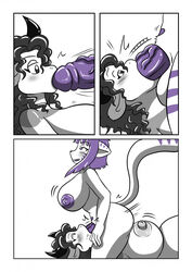 anthro big_breasts big_penis bovid bovine breasts cattle comic deep_throat domestic_cat drasami duo eabha felid feline felis fellatio female genitals hair herm hi_res intersex intersex/female lady_drasami mammal monochrome oral oral_sex penile penis purple_hair purple_penis sex sword_swallowing_position thick_penis throat_bulge