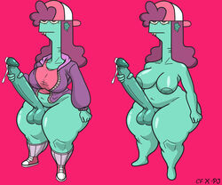 bethany_(thesupervillainspjs) big_ass big_balls big_penis cefier colored fish_girl futa_only futanari male_focus masturbation shaded shortstack thick_thighs