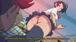 anime_style ass ass_focus big_ass dialogue fat_ass looking_at_ass nutaku player_(superdimensional_sex_shop) school school_uniform schoolgirl superdimensional_sex_shop text tomboy yuki_(superdimensional_sex_shop)