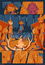 bodypaint breasts camp campfire casual clothed clothing dark evening female funkybun futanari genitals group hi_res humanoid intersex kangaroo log macropod male mammal marsupial nipples nude nudist open_clothing penis public pussy ritual trans_woman transfem wood