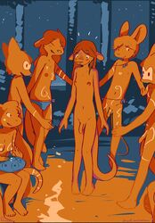 balls bodypaint breasts camp campfire clothing dark embarrassed_nude_futa evening exhibitionism female foreskin funkybun futanari genitals hi_res intersex kangaroo log macropod male mammal marsupial nipples panties penis public ritual trans_woman transfem uncircumcised underwear wood
