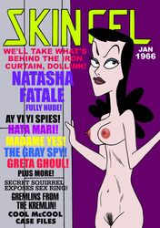 black_hair dreamworks english_text eyelashes eyeshadow female jay_ward_productions large_breasts long_hair natasha_fatale nude pale-skinned_female pubic_hair rocky_and_bullwinkle solo toonytease universal_studios