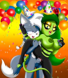 2d absurd_res alien anthro balloon big_breasts birthday birthday_hat birthday_sex blue_eyes blush bodily_fluids breast_grab breasts canid canine canis chaosknight_1 cum cum_in_pussy cum_inside deadly_six duo eyeshadow female female_penetrated genital_fluids green_hair green_nipples hair hand_on_breast hi_res horn humanoid inflatable kiss_mark looking_pleasured makeup male male/female male_penetrating mammal nails nipples penetration purple_eyes ribbons sega sex simple_background smile sonic_(series) sonic_lost_world sonic_the_hedgehog_(series) tail the_deadly_six tk_the_wolf vaginal_penetration wolf zeena zeti zeti_(species)