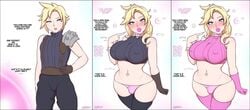 1boy 1futa abarus balls_in_panties balls_in_thong bent_wrist big_breasts bimbo bimbofication blonde_hair blue_eyes breast_expansion breasts bulge bush busty choker cleavage clothed clothing cloud_strife cloudette_strife curvy_figure dialogue english_text erect_nipples erect_nipples_under_clothes eye_contact eyeshadow feminization final_fantasy final_fantasy_vii fully_clothed futanari futanari_transformation gender_transformation genderswap genderswap_(mtf) good_girl heart-shaped_pupils hoop_earrings hourglass_figure huge_breasts human large_breasts light-skinned_futanari light-skinned_male light_skin lipstick long_hair looking_at_viewer makeup male male_to_futa mtf_transformation nipple_bulge pale_skin panty_bulge penis penis_bulge penis_in_panties pink_clothing pink_lipstick rule_63 skindentation small_penis solo standing testicle_bulge text thick_lips thick_thighs thigh_gap thighhighs thighs thong thunderthighs transformation transformation_sequence voluptuous wide_hips