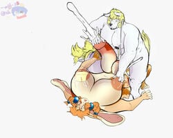 1futa 1girls absurd_res big_penis black_nipples blonde_hair bodily_fluids canid canine canis cum diphallia diphallism domestic_dog duo excessive_cum female fur futanari genital_fluids genitals hair hi_res huge_cock hyper hyper_genitalia hyper_nipples hyper_penis intersex intersex/female lagomorph leporid lips mammal maria_(wffl) multi_genitalia multi_penis nipple_fetish nipple_penetration nipple_play nipples penetration penis rabbit thick_lips vaginal_penetration white_body white_fur