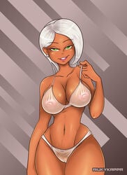 1girls areola areolae big_breasts breasts busty cleavage disney ear ear_piercing earrings eyelashes eyes female green_eyes hair hips hourglass_figure large_breasts legs long_hair looking_at_viewer lower_body mirage_(the_incredibles) nipples piercing pixar pussy riukykappa smile smooth_skin solo tan_body tan_skin the_incredibles thick thick_hips thick_legs thick_thighs thighs thunder_thighs upper_body vagina voluptuous waist white_hair wide_hips