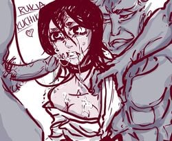 1girls 2boys asian baporiginal bleach cum cum_on_breasts kuchiki_rukia oral overflowing_cum rape