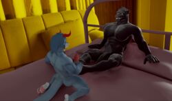 3d anthro dragon duo felid foot_fetish foot_play footjob hi_res latex_skin male male/male mammal maxwellshiba pantherine sex ubzerd_(character) xiel_milano(artist) xiel_the_dragon