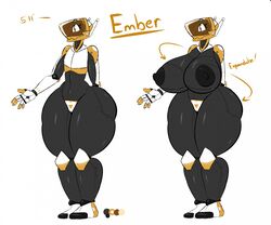 1girls ass big_ass big_breasts big_butt breasts cyborg digital_media_(artwork) ember_(thegentlebro) female female_only hi_res huge_ass huge_butt machine original_character reference_image robot robot_girl simple_background solo thegentlebro white_background wide_hips