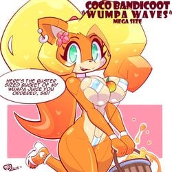 1girls anthro bikini breasts coco_bandicoot crash_(series) crash_bandicoot_(series) dixycore female footwear fur furry large_breasts micro_bikini sling_bikini thick_thighs wide_hips wristwear wumpa_fruit