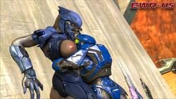 1boy 1girls 3d alien alien_girl animated ewr-115 female_sangheili halo_(series) interspecies larger_female male/female no_sound power_armor sangheili size_difference small_dom_big_sub smaller_male spartan_(halo) tagme video