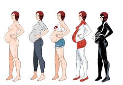 big_breasts button_down_shirt crop_top female female_only fuccbou human light-skinned_female light_skin marvel marvel_comics mary_jane_watson milf mother nude nude_female office_lady outfit_variant pregnant ready_to_pop red_hair she-venom shorts spider-man_(series) spider-man_crop_top spinneret_(mary_jane_watson) sweat symbiote themed_clothes venom_(marvel)