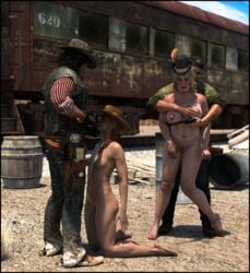 2boys 2girls 3d barefoot breasts colmarq crossover fanart female female_pubic_hair femsub firearm group group_sex gun gunbelt gunpoint handgun hat holster imminent_rape joel_miller john_marston karen_jones kneeling large_breasts male maledom multiple_boys multiple_girls multiple_subs naked_hat nipples nude nude_female on_knees orgy outdoor outdoor_nudity outdoor_sex outdoors pubic_hair pussy rape red_dead_redemption_(series) red_dead_redemption_2 revolver rockstar_games sadie_adler slushe_(website) small_breasts spurs standing straight the_last_of_us weapon