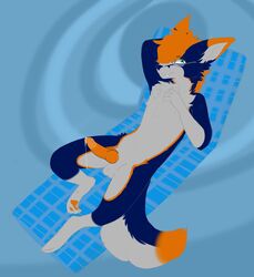 anthro bodily_fluids canid canine cum fox genital_fluids genitals hi_res invalid_tag leigh leigh_the_fox male male/male mammal penis precum psychetic slim solo