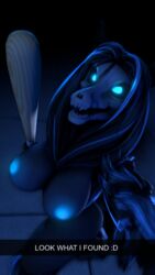 3d_(artwork) 9:16 a1ph4w01v anthro big_(disambiguation) breasts club_(disambiguation) dialogue digital_media_(artwork) english_text female furry glowing glowing_eyes glowing_nipples hi_res horny_bat mal0 malo nipples scp-1471 scp-1471-a scp_foundation snapchat solo source_filmmaker text