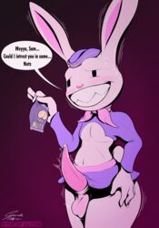 absurd_res bodily_fluids cel_shading clothing cum cum_drip dripping erection genital_fluids hat headgear headwear hi_res lagomorph leporid male mammal max_(sam_and_max) precum rabbit sam_and_max scaliepunk shaded simple_background solo