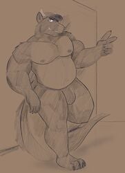 2021 anthro belly big_pecs bulge clothing dippubear dragon hat headgear headwear hi_res humanoid_hands male moobs musclegut nipples overweight overweight_male pecs solo underwear