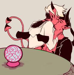 2boys ace_(helluva_boss) couple couple_(romantic) couple_love couple_sex demon demon_horns demon_tail femboy gay gay_couple helluva_boss incubus josh_(helluva_boss) kissing male/male male_only red_skin succubus tagme vivienne_medrano wgguus yaoi