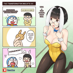 bunny_ears bunny_girl bunnysuit doraemon doraemon_(character) gender_transformation mtf_transformation nobita_nobi rudy_saki rule_63 transformation tsf_4-koma