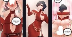 2koma black_hair blowjob cowgirl_position cum_in_mouth dress edit female iljinnyeo_tutoring instant_loss_2koma manhwa oral pussy sex spanish_text split_screen tongue tongue_out vaginal_penetration