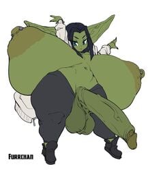 1futa balls big_breasts big_ears breasts clothed clothing furrchan futa_only futanari goblin goblin_futanari green_penis green_skin huge_balls huge_breasts huge_cock humanoid humanoid_penis hyper hyper_breasts nipples penis small_but_hung solo standing tagme top_heavy