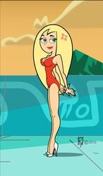 1girls 2010 big_breasts blonde_hair blondie boobs curvy danny_phantom exposed_thighs female female_only flower_in_hair green_eyes heel_boots heeled_boots high_heels long_hair long_legs navel nickelodeon red_swimsuit sftoon solo star_(danny_phantom) swimsuit tight_clothing