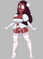 2d big_breasts brown_skin cloud_connie connie_maheswaran diklonius eye_patch female garter_belt huge_breasts long_gloves looking_at_viewer slutty_outfit smile steven_universe stockings straight_hair thick_thighs voluptuous wedding_dress