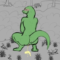 absurd_res anthro blush blush_lines bodily_fluids crouching female genital_fluids genitals hi_res kyain outdoor_pee outdoors peeing peeing_on_ground raised_tail reptile scalie snake solo solo_focus tail urinating urinating_female urination urine urine_pool urine_stream watersports